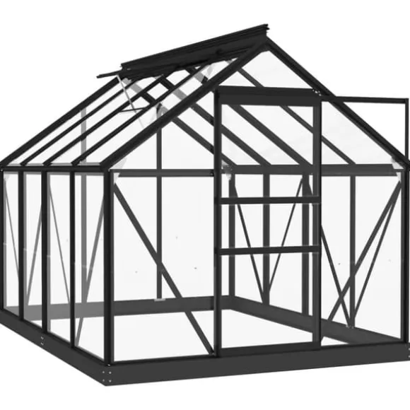 Fundamentramme til drivhus i aluminium - Vejrbestandig og robust | Størrelse: 155x103x191 cm | Farve: Antracitgrå