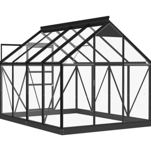 Fundamentramme til drivhus i aluminium - Vejrbestandig og robust | Størrelse: 155x103x191 cm | Farve: Antracitgrå