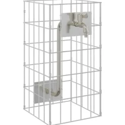 Gabion søjle i rustfrit stål - Moderne landskabspleje | Størrelse: 25x25x50 cm | Farve: Sølv