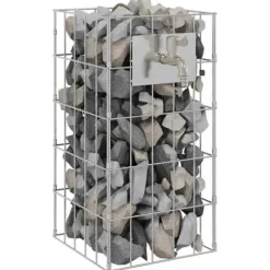 Gabion søjle i rustfrit stål - Moderne landskabspleje | Størrelse: 25x25x50 cm | Farve: Sølv