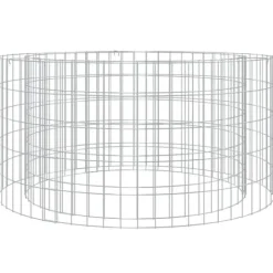 Gabion-bålkurv 100 cm - Galvaniseret jern til have og terrasse | Farve: Grå | Størrelse: Ø 100 cm