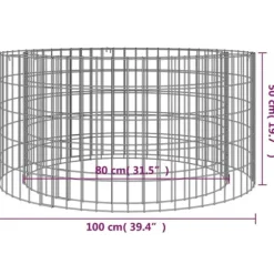 Gabion-bålkurv 100 cm - Galvaniseret jern til have og terrasse | Farve: Grå | Størrelse: Ø 100 cm
