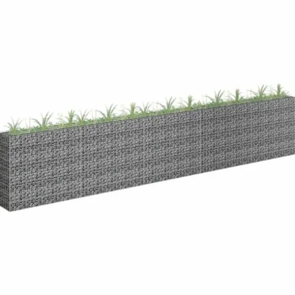 Gabion-højbed i galvaniseret stål - Stabil plantekasse | Størrelse: 450x30x90 cm