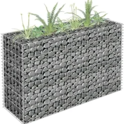Gabion-højbed i galvaniseret stål - Plantekasse | Størrelse: 90x30x60 cm