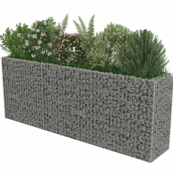 Gabion-højbed i galvaniseret stål - Robuste plantekasser | Størrelse: 270x50x100 cm