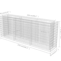Gabion-højbed i galvaniseret stål - Robuste plantekasser | Størrelse: 270x50x100 cm