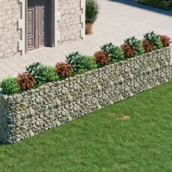 Gabion-højbed i galvaniseret jern - Stabil plantekurv | Størrelse: 540x50x100 cm