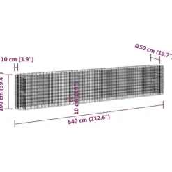Gabion-højbed i galvaniseret jern - Stabil plantekurv | Størrelse: 540x50x100 cm