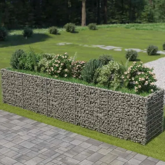 Gabion-højbed i galvaniseret stål - Stabilt og holdbart | Størrelse: 450x90x100 cm