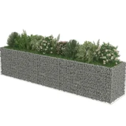 Gabion-højbed i galvaniseret stål - Stabilt og holdbart | Størrelse: 450x90x100 cm