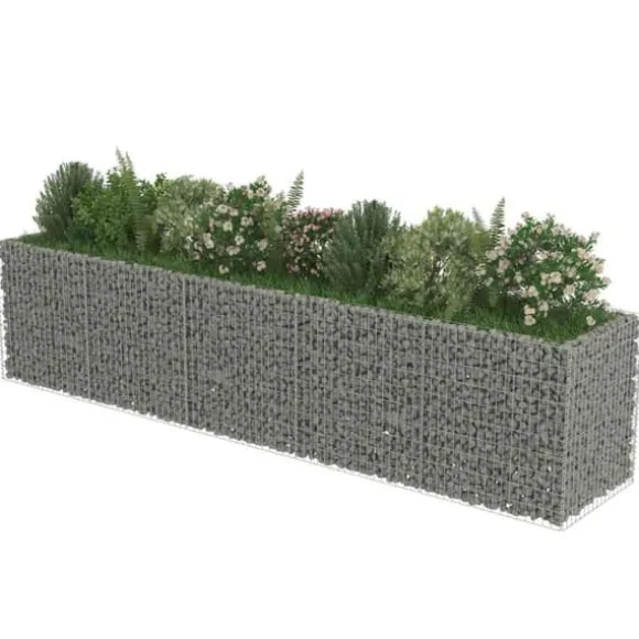 Gabion-højbed i galvaniseret stål - Stabilt og holdbart | Størrelse: 450x90x100 cm