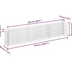 Gabion-højbed i galvaniseret stål - Stabil plantekasse | Størrelse: 270x30x60 cm
