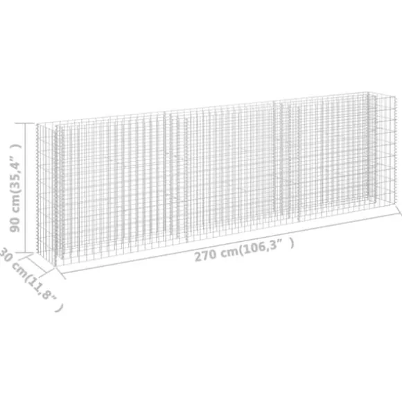 Gabion-højbed 270x30x90 cm galvaniseret stål - Gabion-højbed - Gabion-højbede - Home & Living