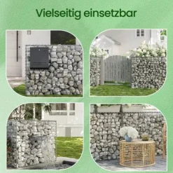 Gabionkurv, metalstenkurv med 5 x 10 cm maskestørrelse til mursten, galvaniseret