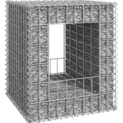 Gabionkurv 50x50x60 cm - Stabil jerngabion til haveprojekter | Farve: Sølvgrå | Størrelse: 50x50x60 cm