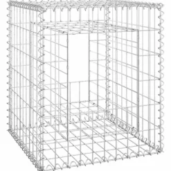 Gabionkurv 50x50x60 cm - Stabil jerngabion til haveprojekter | Farve: Sølvgrå | Størrelse: 50x50x60 cm