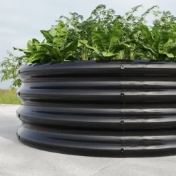 Galvaniseret højbed, rund plantekasse til grøntsager, frugt og blomster udendørs