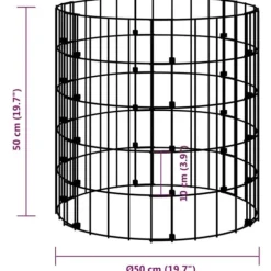 Galvaniseret kompostbeholder Ø50x50 cm - Rustbestandig & Vejrbestandig | Farve: Stål/grå | Størrelse: 50x50 cm