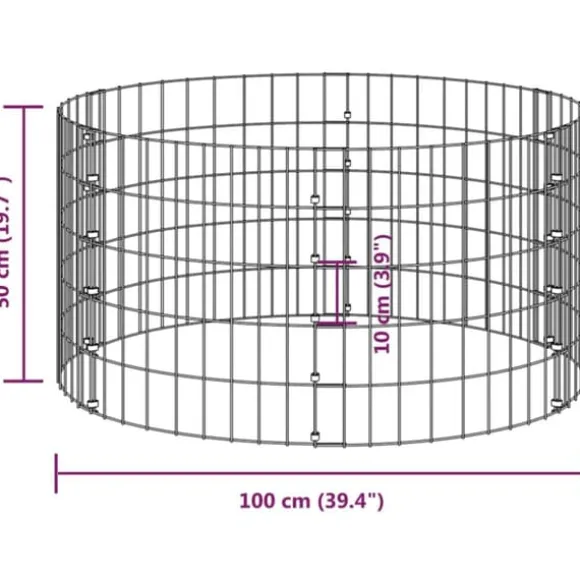 Galvaniseret kompostbeholder i stål Ø100x50 cm | Farve: Metal | Størrelse: Ø100x50 cm