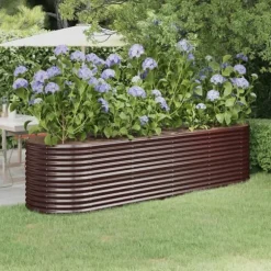 Galvaniseret plantekasse i høj kvalitet - Højbed | Størrelse: 296x80x68 cm | Farve: Brun