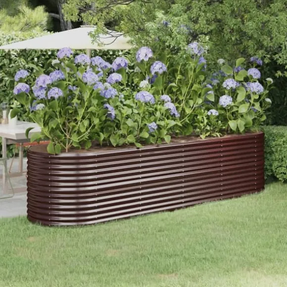 Galvaniseret plantekasse i høj kvalitet - Højbed | Størrelse: 296x80x68 cm | Farve: Brun