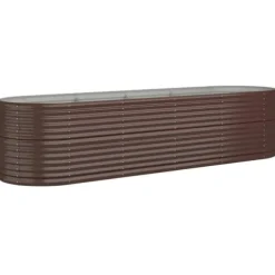 Galvaniseret plantekasse i høj kvalitet - Højbed | Størrelse: 296x80x68 cm | Farve: Brun