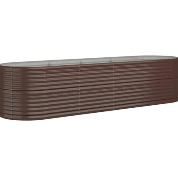 Galvaniseret plantekasse i høj kvalitet - Højbed | Størrelse: 296x80x68 cm | Farve: Brun