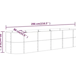 Galvaniseret plantekasse i høj kvalitet - Højbed | Størrelse: 296x80x68 cm | Farve: Brun
