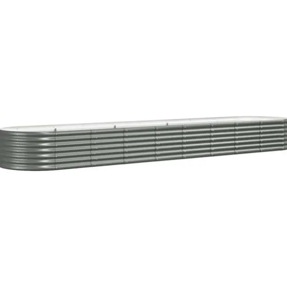 Galvaniseret plantekasse i stål - Holdbar højbed | Størrelse: 368x80x36 cm | Farve: Grå