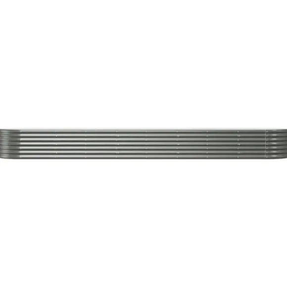 Galvaniseret plantekasse i stål - Holdbar højbed | Størrelse: 368x80x36 cm | Farve: Grå