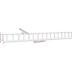 Galvaniseret plantekasse i stål - Højbed | Størrelse: 620x80x36 cm | Farve: Brun