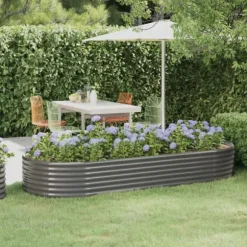 Galvaniseret plantekasse 249x100x36 cm - Robust og vejrbestandig | Farve: Grå