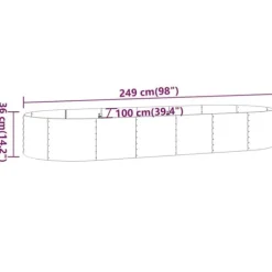 Galvaniseret plantekasse 249x100x36 cm - Robust og vejrbestandig | Farve: Grå