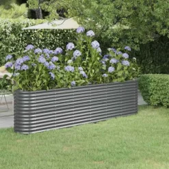 Galvaniseret plantekasse 260x40x68 cm - Højbed til have og terrasse | Farve: Antracitgrå