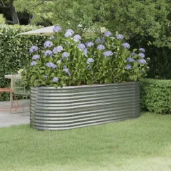 Galvaniseret plantekasse i stål - Højbed til have | Farve: Sølv | Størrelse: 224x80x68 cm