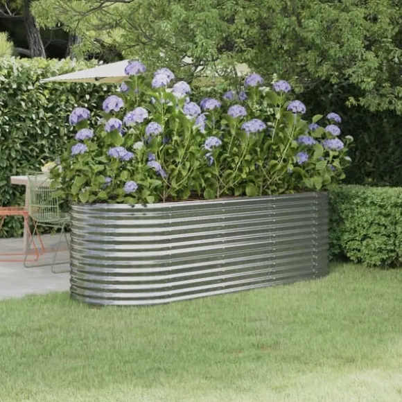 Galvaniseret plantekasse i stål - Højbed til have | Farve: Sølv | Størrelse: 224x80x68 cm