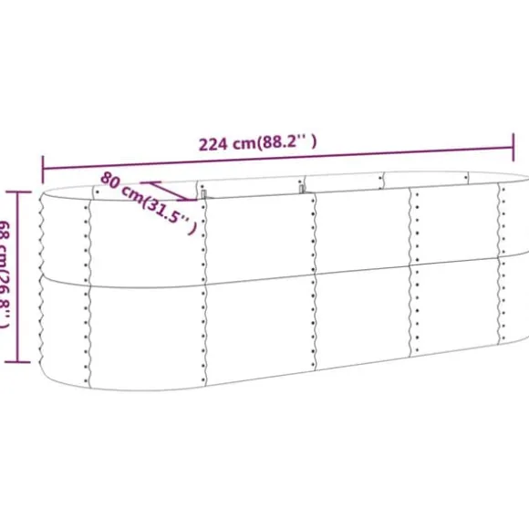 Galvaniseret plantekasse i stål - Højbed til have | Farve: Sølv | Størrelse: 224x80x68 cm