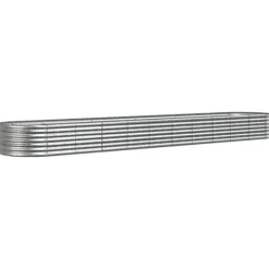 Galvaniseret plantekasse i stål - Højbed til planter | Størrelse: 440x80x36 cm | Farve: Sølv
