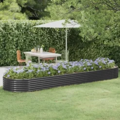 Galvaniseret stål plantekasse 396x100x36 cm | Farve: Antracitgrå