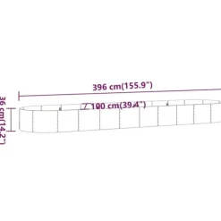 Galvaniseret stål plantekasse 396x100x36 cm | Farve: Antracitgrå