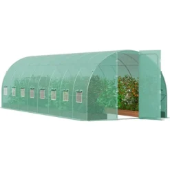 Gang-tunnel drivhus 27,38x9,5x7,38ft, galvaniseret ramme, PE cover, holdbar, velegnet til planter, hurtig opsætning.