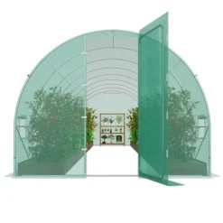 Gang-tunnel drivhus 27,38x9,5x7,38ft, galvaniseret ramme, PE cover, holdbar, velegnet til planter, hurtig opsætning.