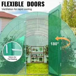 Gang-tunnel drivhus 27,38x9,5x7,38ft, galvaniseret ramme, PE cover, holdbar, velegnet til planter, hurtig opsætning.