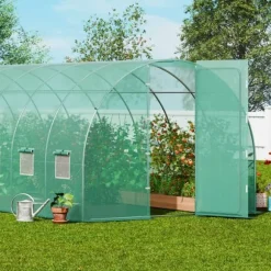 Gang-tunnel drivhus 27,38x9,5x7,38ft, galvaniseret ramme, PE cover, holdbar, velegnet til planter, hurtig opsætning.