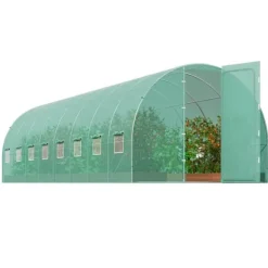Gang-tunnel drivhus 27,38x9,5x7,38ft, galvaniseret ramme, PE cover, holdbar, velegnet til planter, hurtig opsætning.