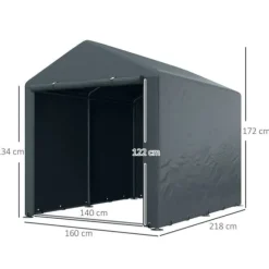 Garage telt 1,6×2,18×1,72 m, UV-beskyttelse, vandafvisende, rulleport, grå