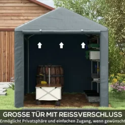 Garage telt 1,6×2,18×1,72 m, UV-beskyttelse, vandafvisende, rulleport, grå