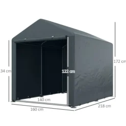 Garage telt, 160x218x172 cm, mørkegrå
