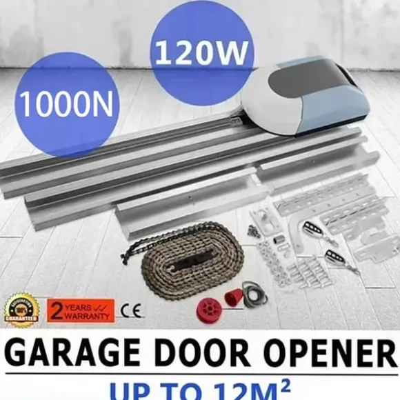 Garageportåbner, 120W motorkraft, 12m² dækning,1000N
