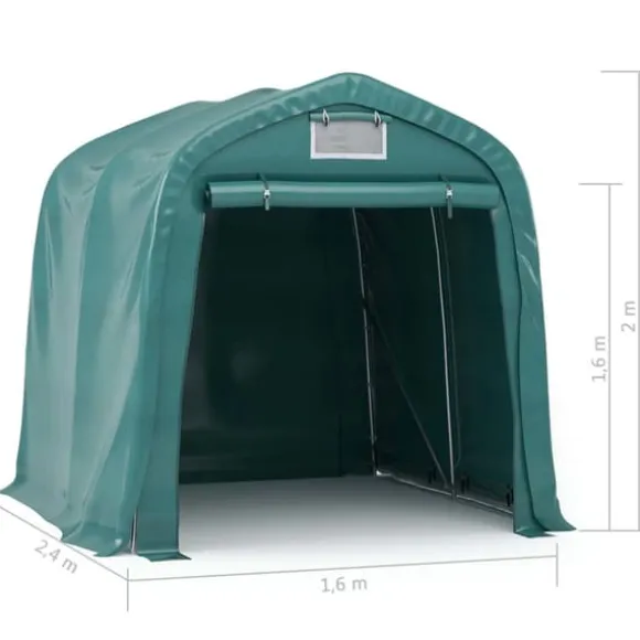 Garagetelt til opbevaring - PVC 100% | Størrelse: 1,6x2,4 m | Farve: Grøn